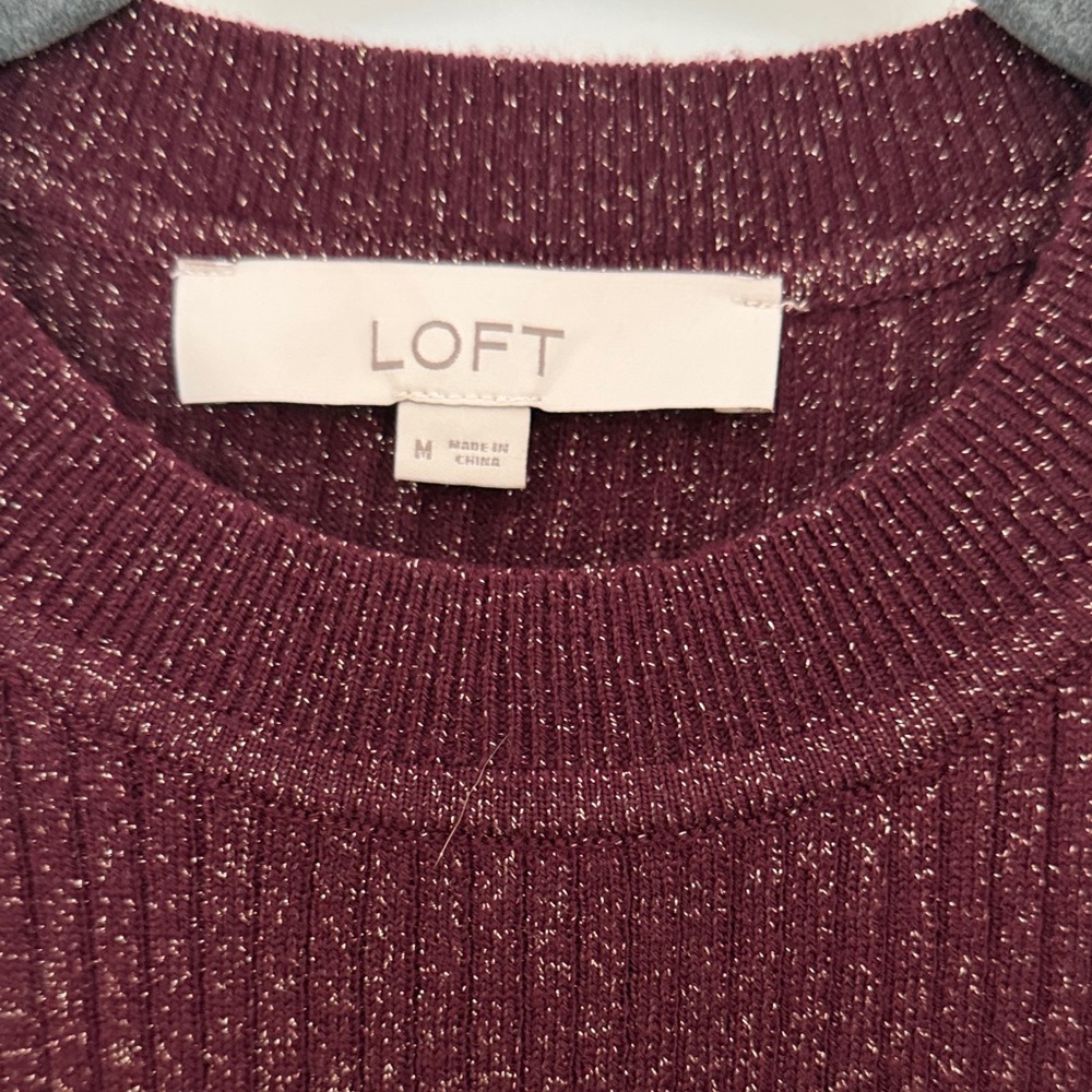 LOFT Deep Red Knit Sweater - Picture 2 of 4